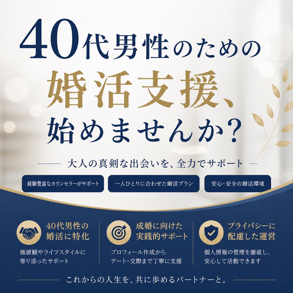 40代男性のための婚活支援、始めませんか？