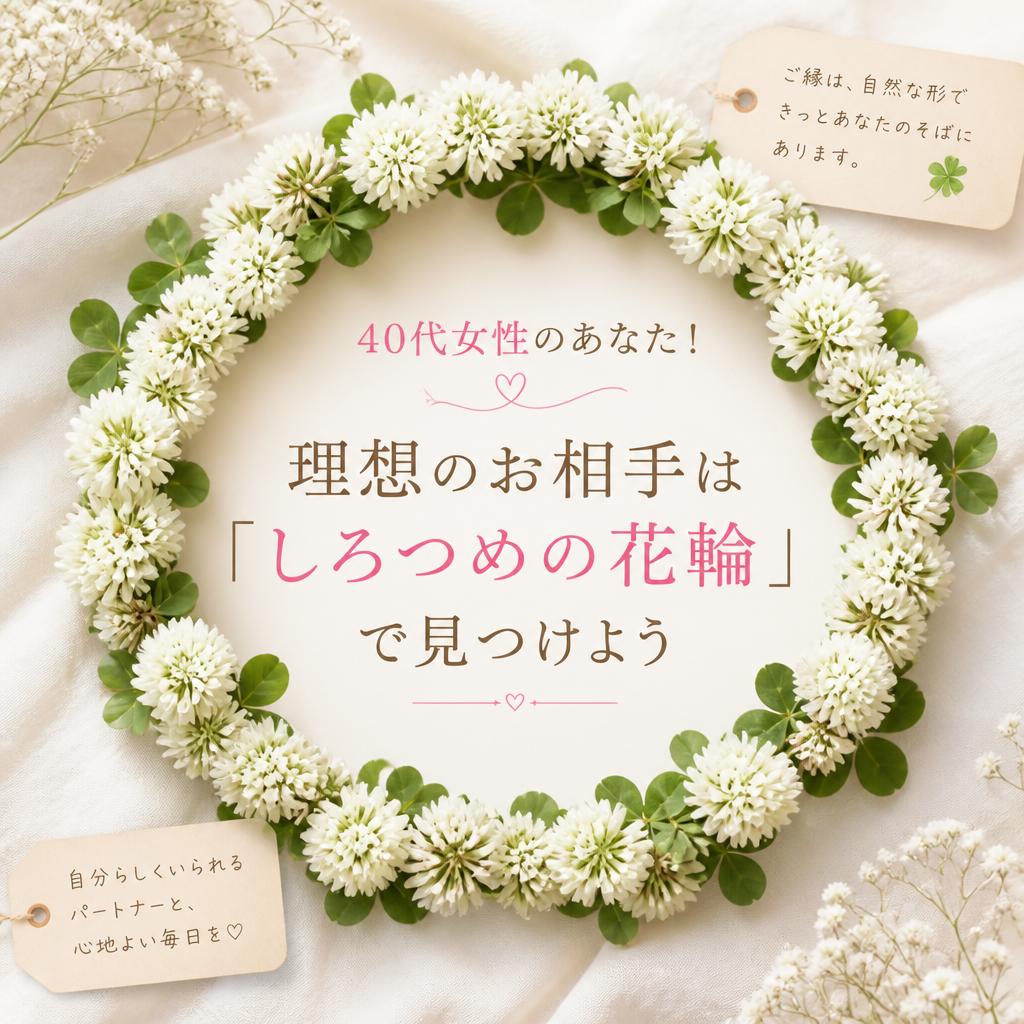 40代女性のあなた！理想のお相手は「しろつめの花輪」で見つけよう