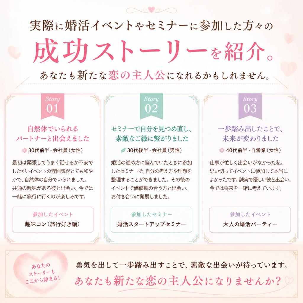 参加者の声：成功した婚活エピソード
