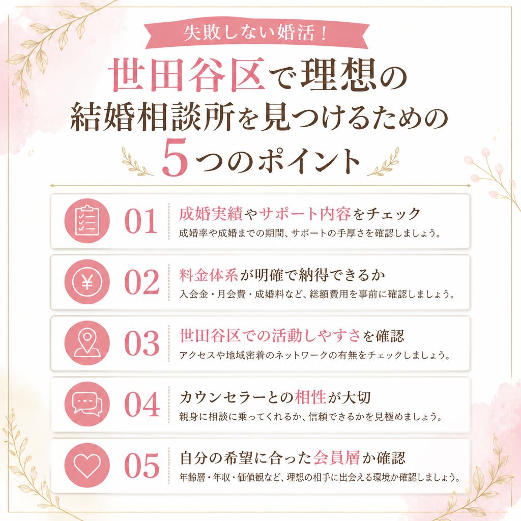失敗しない婚活！世田谷区で理想の結婚相談所を見つけるための5つのポイント