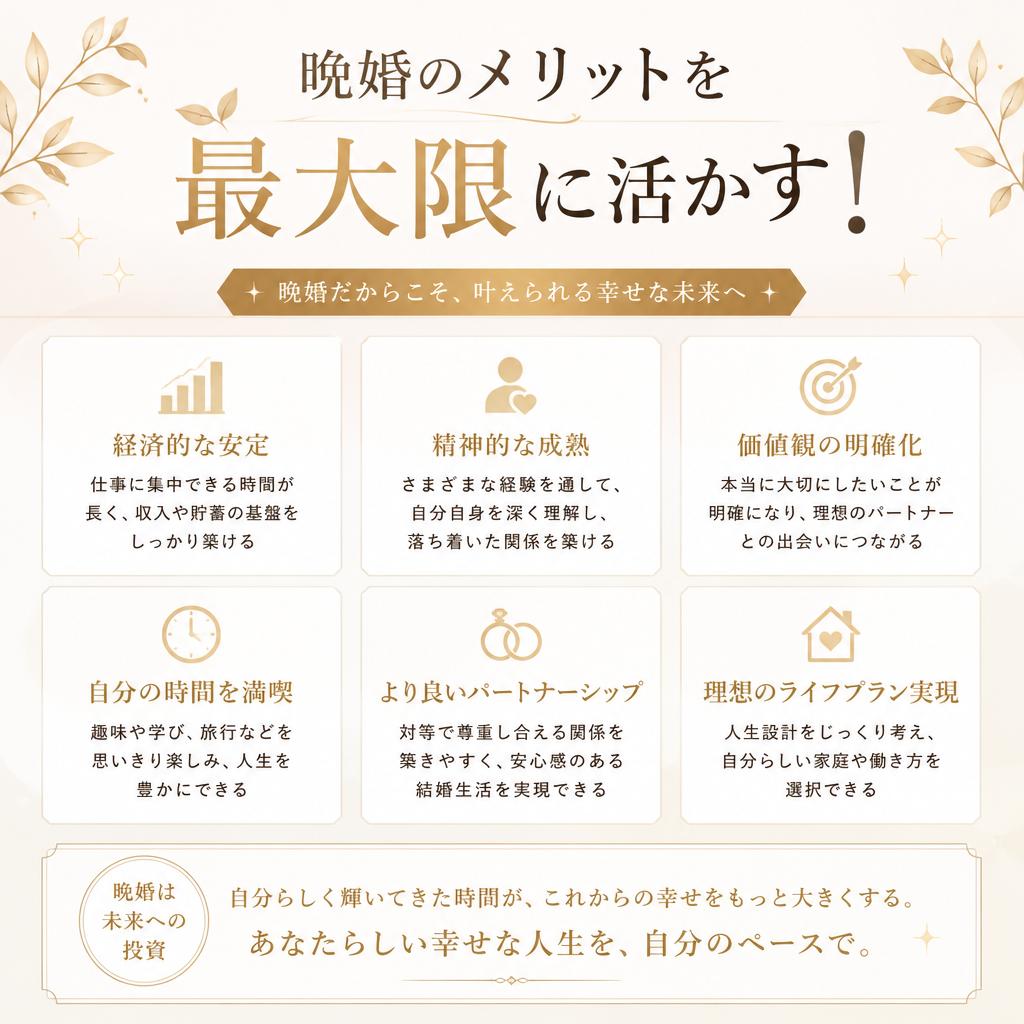 晩婚のメリットを最大限に活かす！
