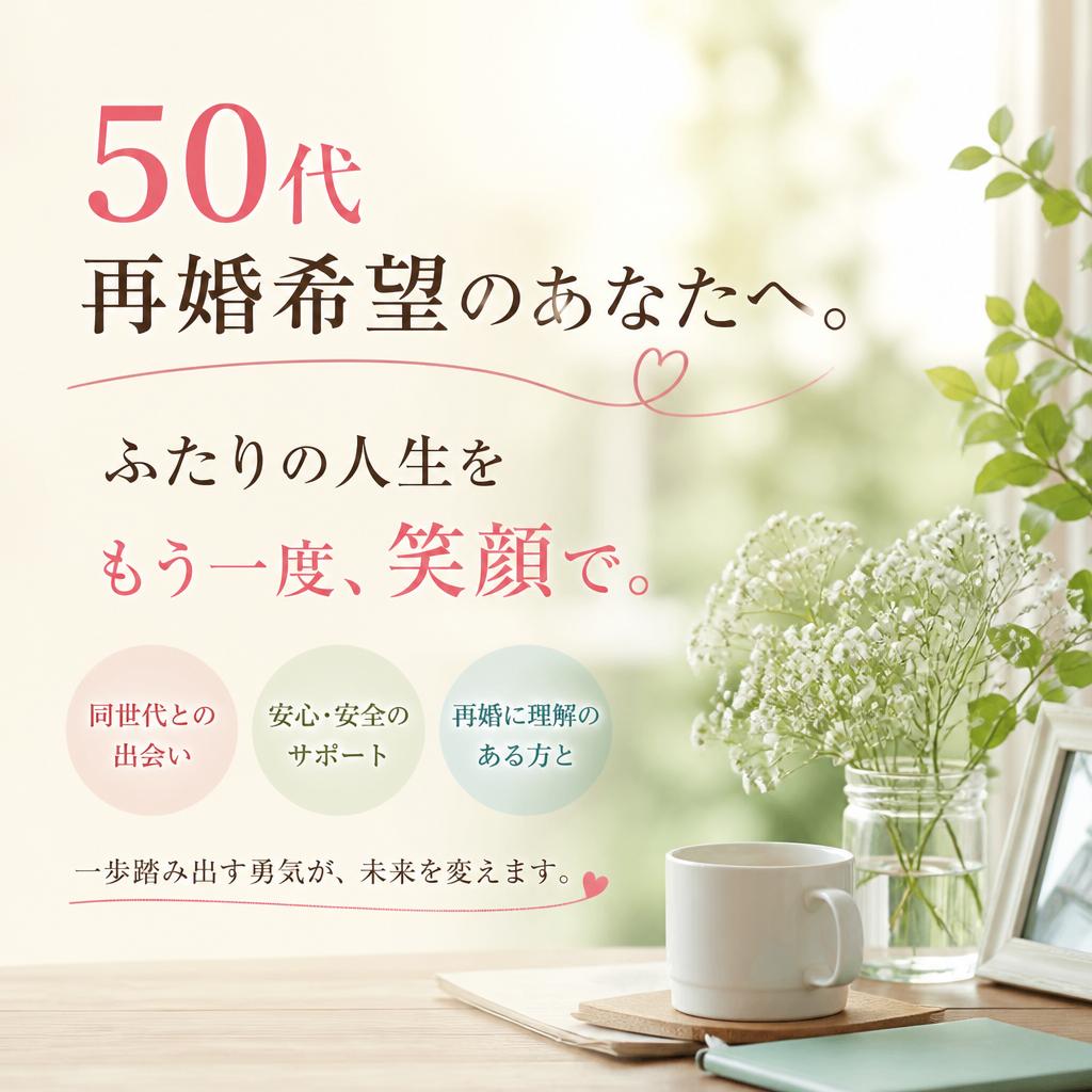 50代再婚希望のあなたへ。ふたりの人生をもう一度、笑顔で。