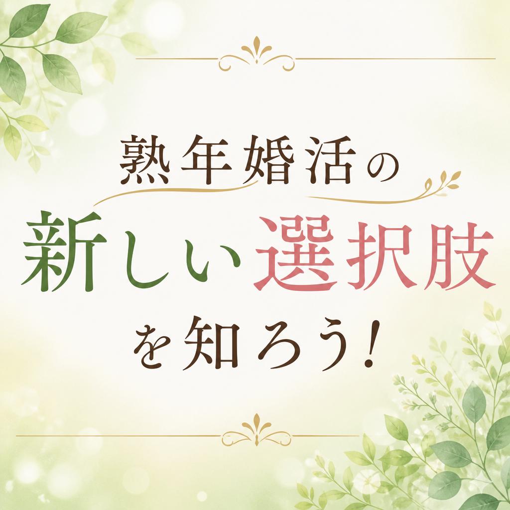 熟年婚活の新しい選択肢を知ろう！