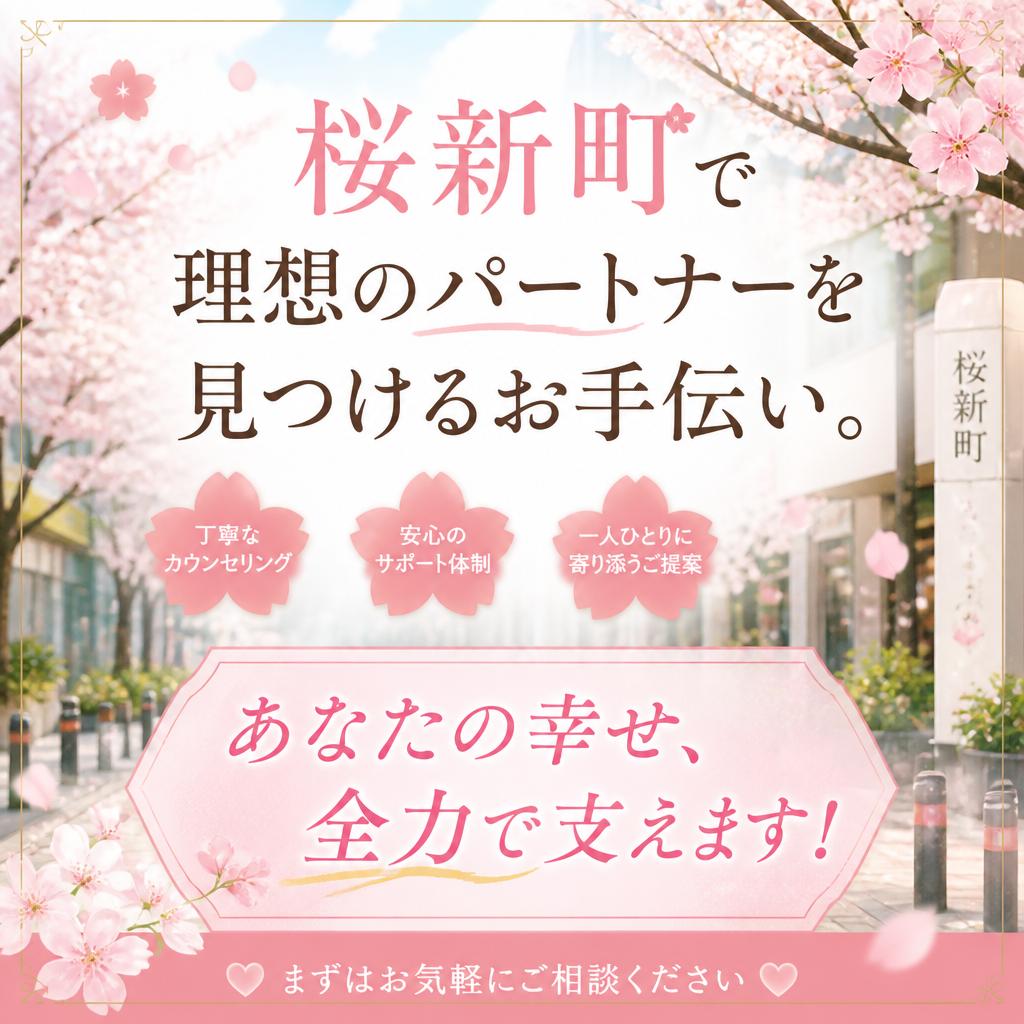 桜新町で理想のパートナーを見つけるお手伝い。あなたの幸せ、全力で支えます！