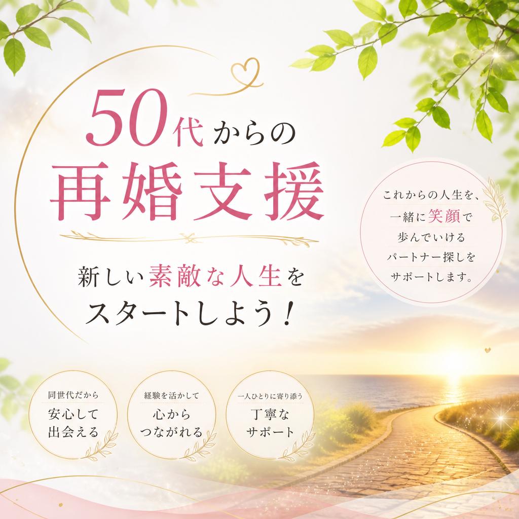 50代からの再婚支援で、新しい素敵な人生をスタートしよう！